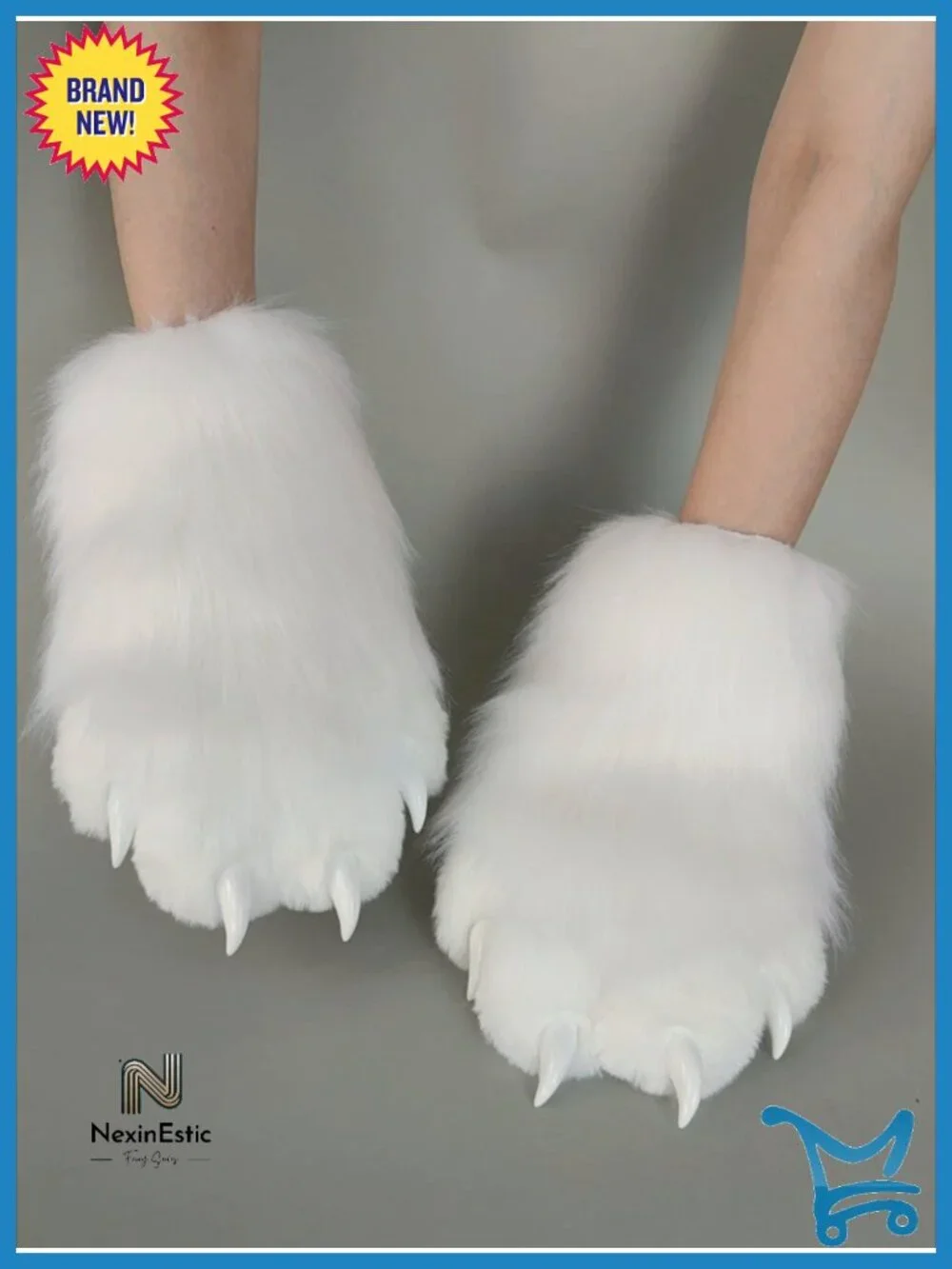 Comfy Furry Paws Faux Fur Fursuit Cat Paw Gloves with Claws Cosplay